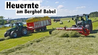 Heuernte am Berghof Babel mit Kammschwader und Doppelmessermähwerk von BB Umwelttechnik