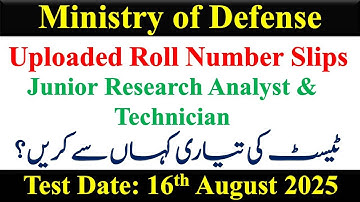MOD Uploaded Roll Number Slips | Junior Research Analyst and Technician | Preparation Material |