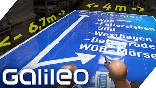 Verkehrsschild XXL: So entsteht ein 6,7 x 4 Meter Autobahnschild! | Galileo | ProSieben