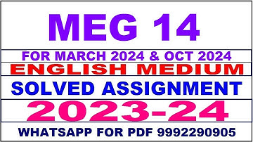 meg 14 solved assignment 2023-24 | meg 14 solved assignment in english 2024 | meg 14 2024