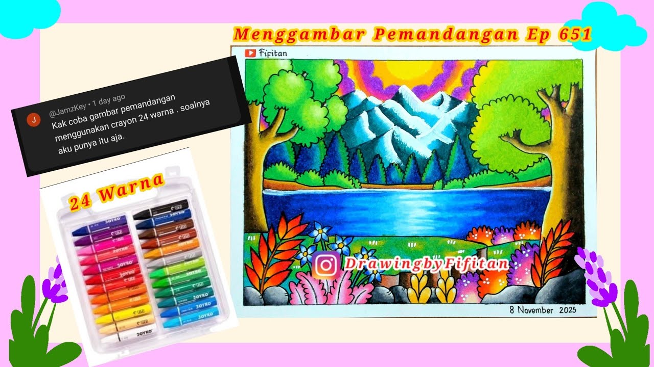 Cara Menggambar Pemandangan Cantik dengan hanya 24 warna saja