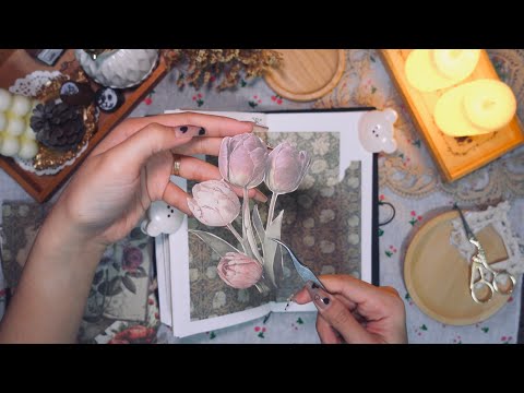 ASMR | Decorating my Vintage Diary | scrapbooking | papersound