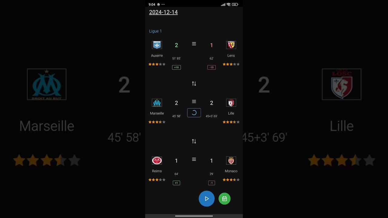 Prediction for French Ligue 1 2024-12-14. Auxerre 2 - 1 LensMarseille 2 - 3 LilleReims 1 - 1 Monaco