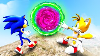 GTA 5 Sonic \& Tails Passing Random Portals (Ragdolls\/Euphoria Physics)