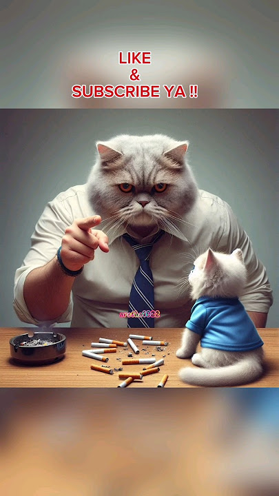 Ayah berhentilah merokok😔, kucing sedih#cat #fyp #shorts #viralvideo #ai #sad #viralshorts