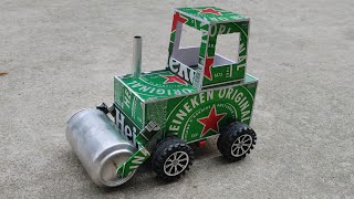 How to make a road roller from soda cans and a battery motor // Diy.
