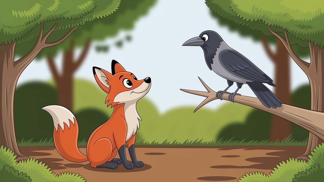The Clever Fox and the Greedy Crow | Animated Fox and Crow Story for kids 