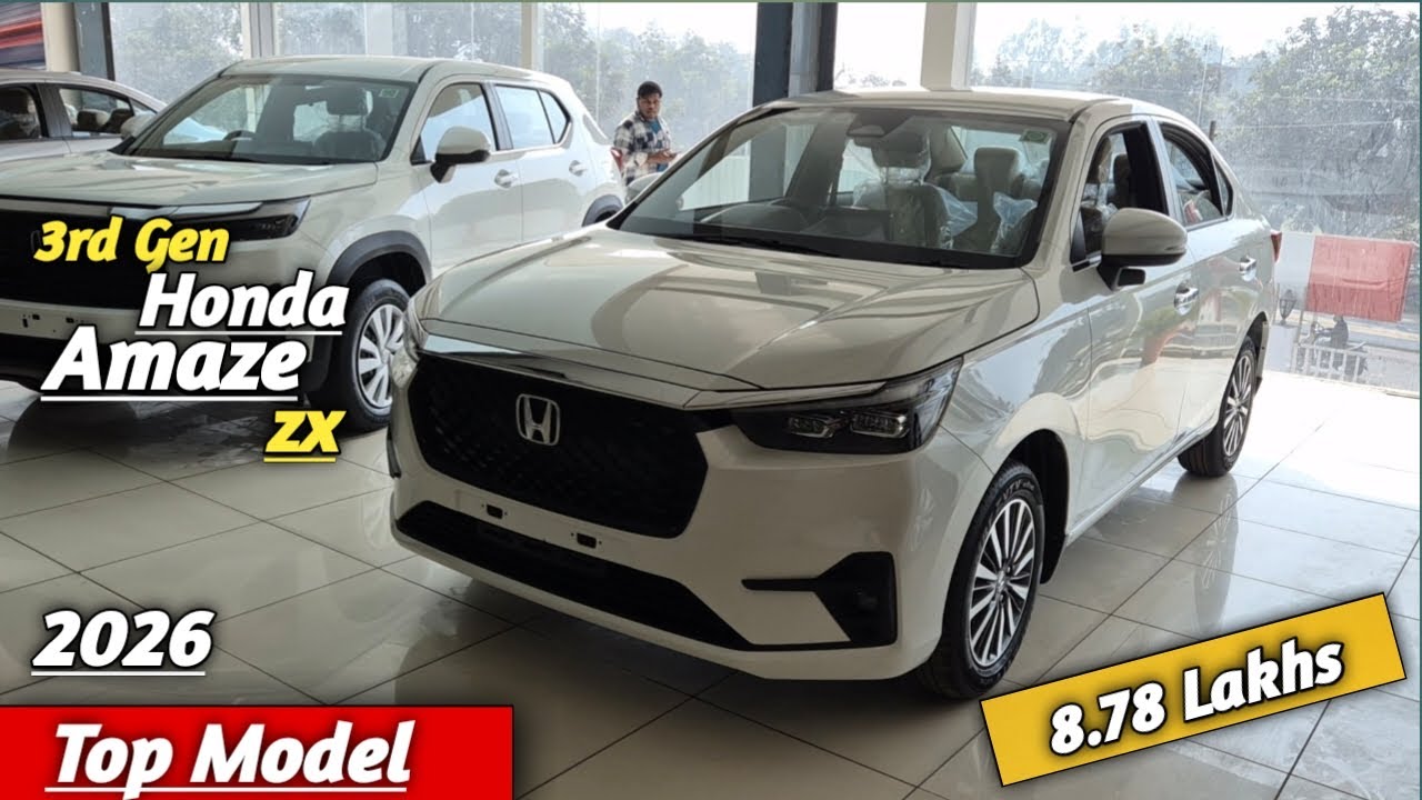 All new Honda Amaze ZX 2026 top model 3rd gen. Full review in Hindi