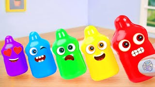 Fruit Rainbow Baby Milk Bottles Jelly 🌈 Fresh Miniature Rainbow Jelly Decorating | COA Mini Cakes