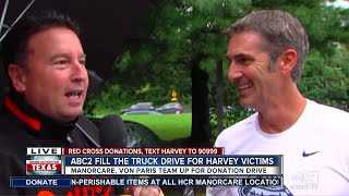Matt Stover stops by Harvey donation drive