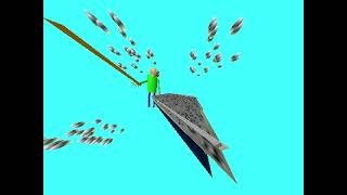 baldi eats an apple and grows and destroys the room he was originaly in
