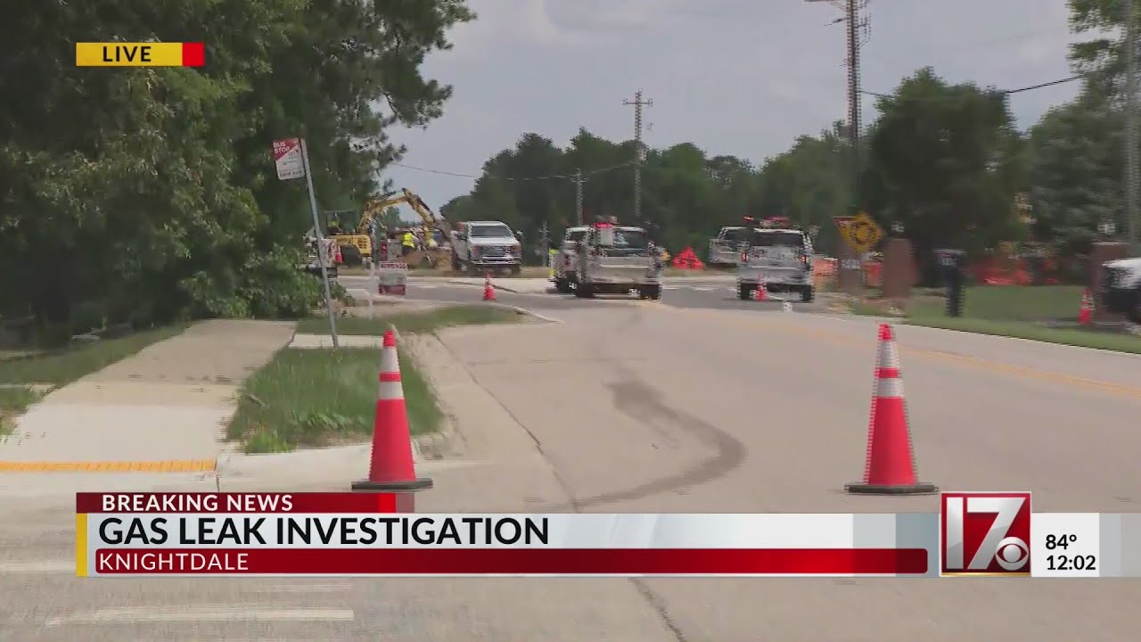 Gas leak causes road closures in Knightdale - YouTube