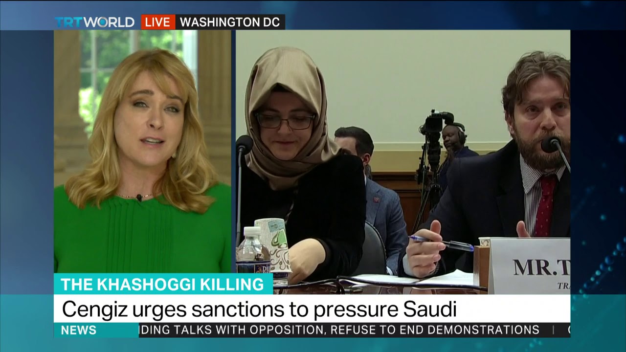 Khashoggi's fiancee Hatice Cengiz urges US to hold Saudis accountable newspaper mockup