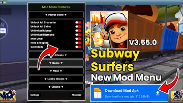 NEW UPDATE‼️ SUBWAY SURFER MOD APK V3.55.0 | MEGA MOD MENU AND UNLOCK ALL |