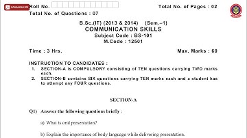 BSC IT 1ST SEM COMMUNICATION SKILLS MAY 2019 | PTU