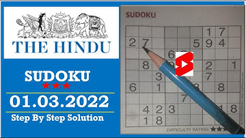 The Hindu  Sudoku Mar 01, 2022 - 3 Star - The Solution