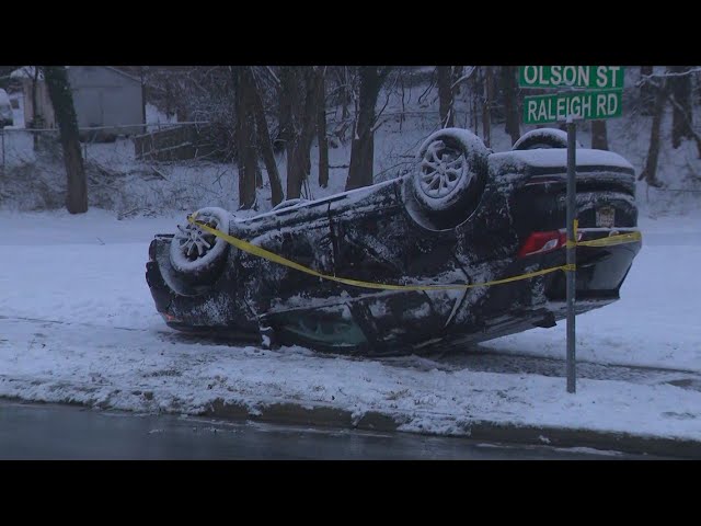 Flipped Over Car Snow