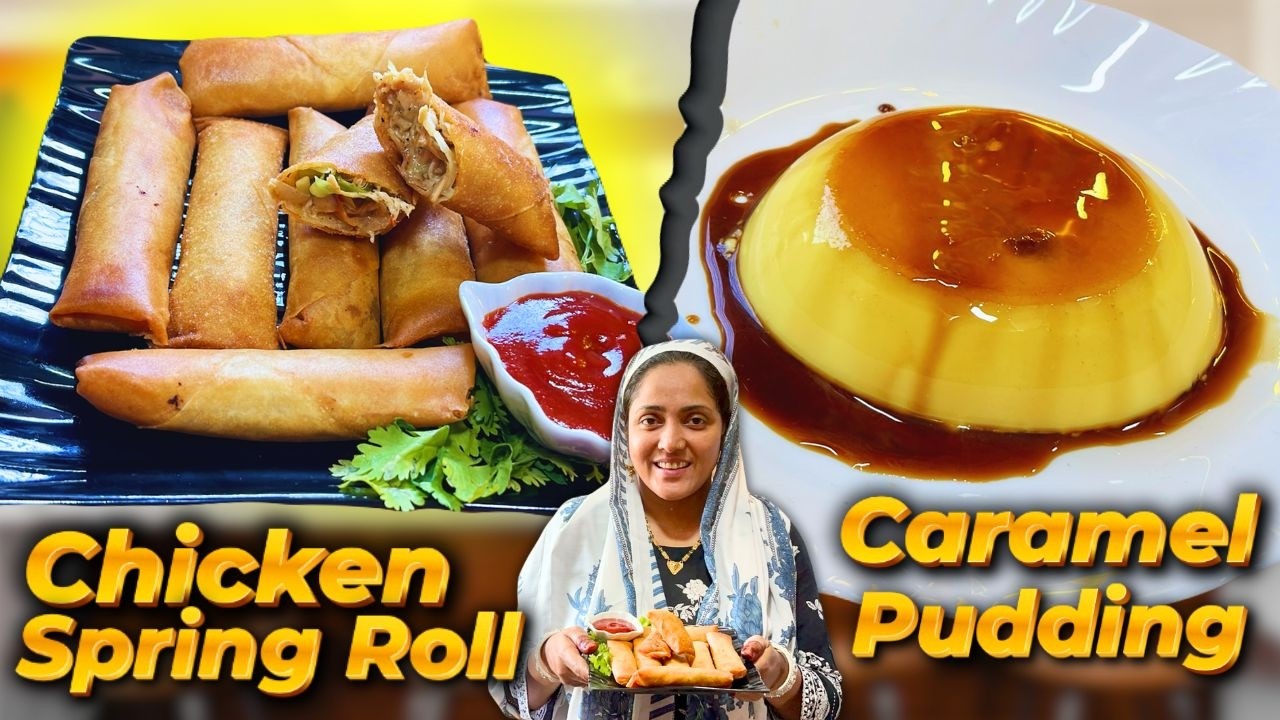 Creamy & Cheesy Chicken Spring Roll & Caramel Pudding | Ramadan Iftar Special Recipe | Street Style