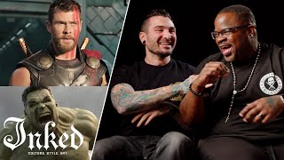 Which Tattoo is Better: Superhero Edition | Tattoo Artists React