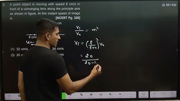 A point object is moving with speed 8 cm/s infront of a converging lens along the principle axis as