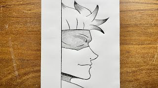 How To Draw Anime Face Gojo Satoru Half Face Drawing Tutorial Step By Step