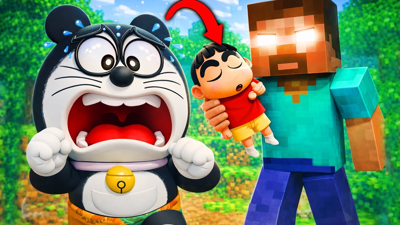 Shinchan or Herobrine Ki Masti 🤣 - Minecraft 3D Animation In Hindi - Pandamon Toons