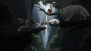 Monkeys Genius Intervention Stops Wolf & Husky Dog Fight With Stones