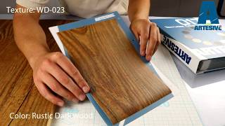 Video descripion of artesive adhesive film model wd-023 dark rustic
wood