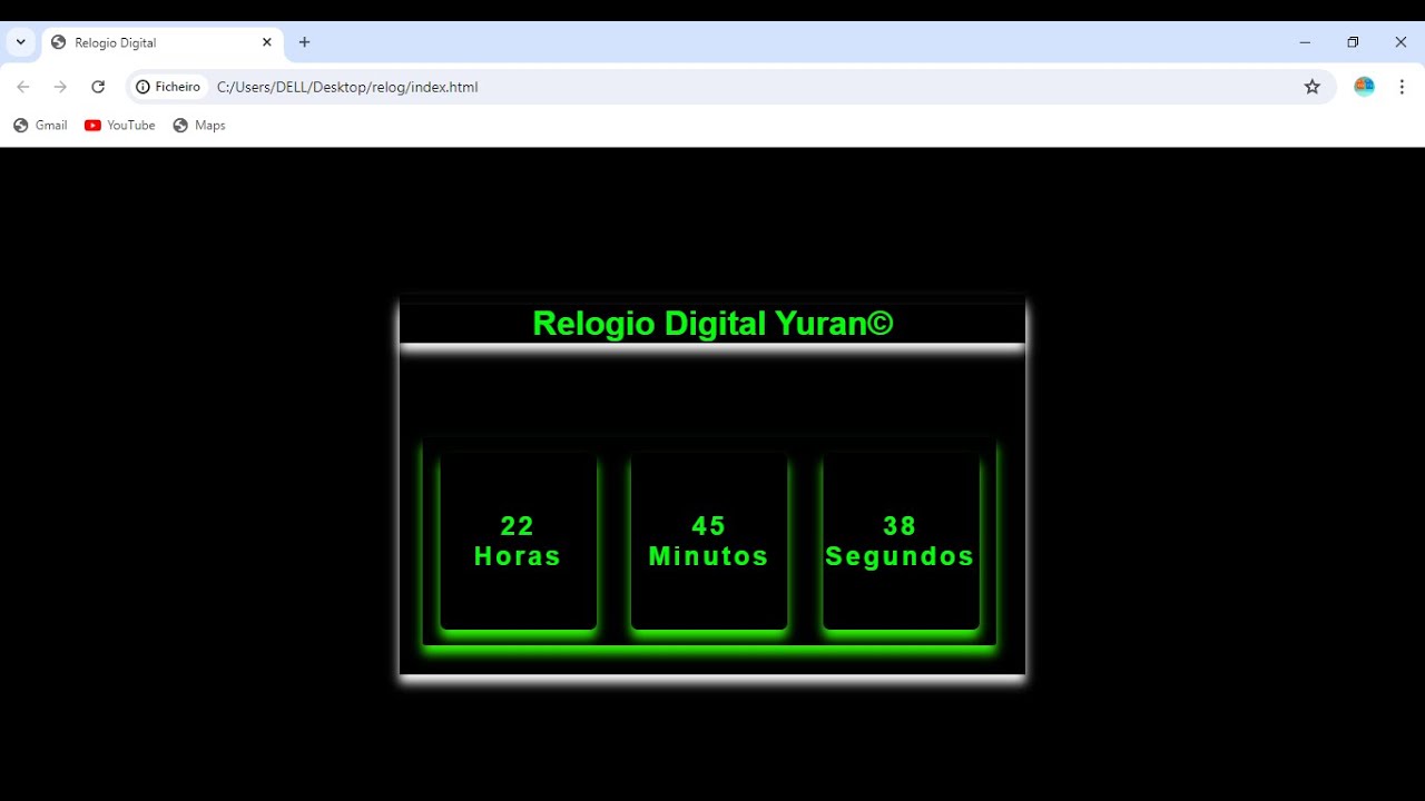 Aula 02 Criando um Relogio Digital com html css e javascript - YouTube