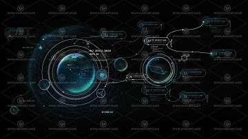 Augmented reality with space infographics, animation with alpha channel.
