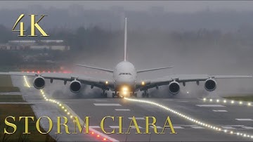 Best Pilots in the World Storm Ciara Crosswind landings and Takeoffs and Go-around  Extreme Weather