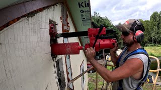 Setting up a wall mount Bluerock core drill rig for drilling concrete