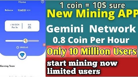 New Mining App Gemini Network || Early Speed 0.8 Coin/hour || 1 coin = 10$ soon as Launch ||