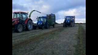 Claas jaguar 51, Zetor blowing grass!! into yard scraper tractor and trailer!!