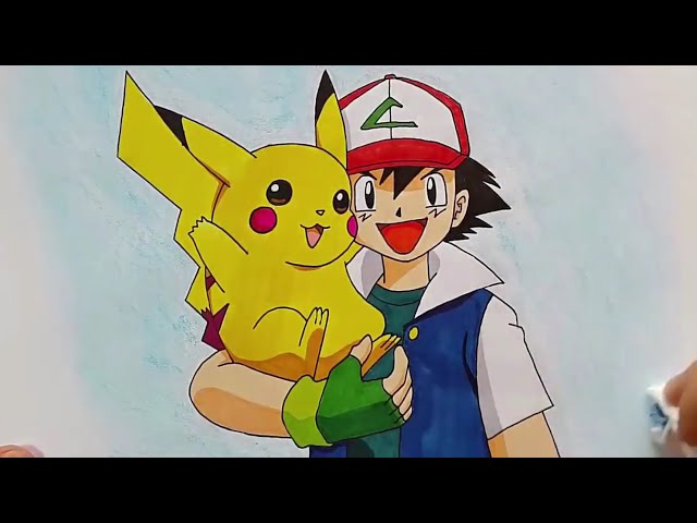 como desenhar ash e pikachu - Pokemon 