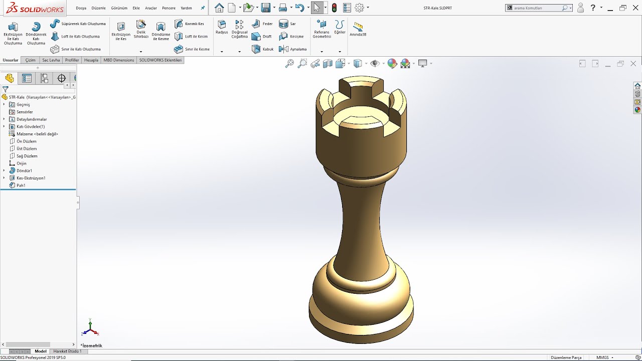Solidworks Rook Design Satranç Kale Çizimi #rook #chess #solidworks #drawing - YouTube