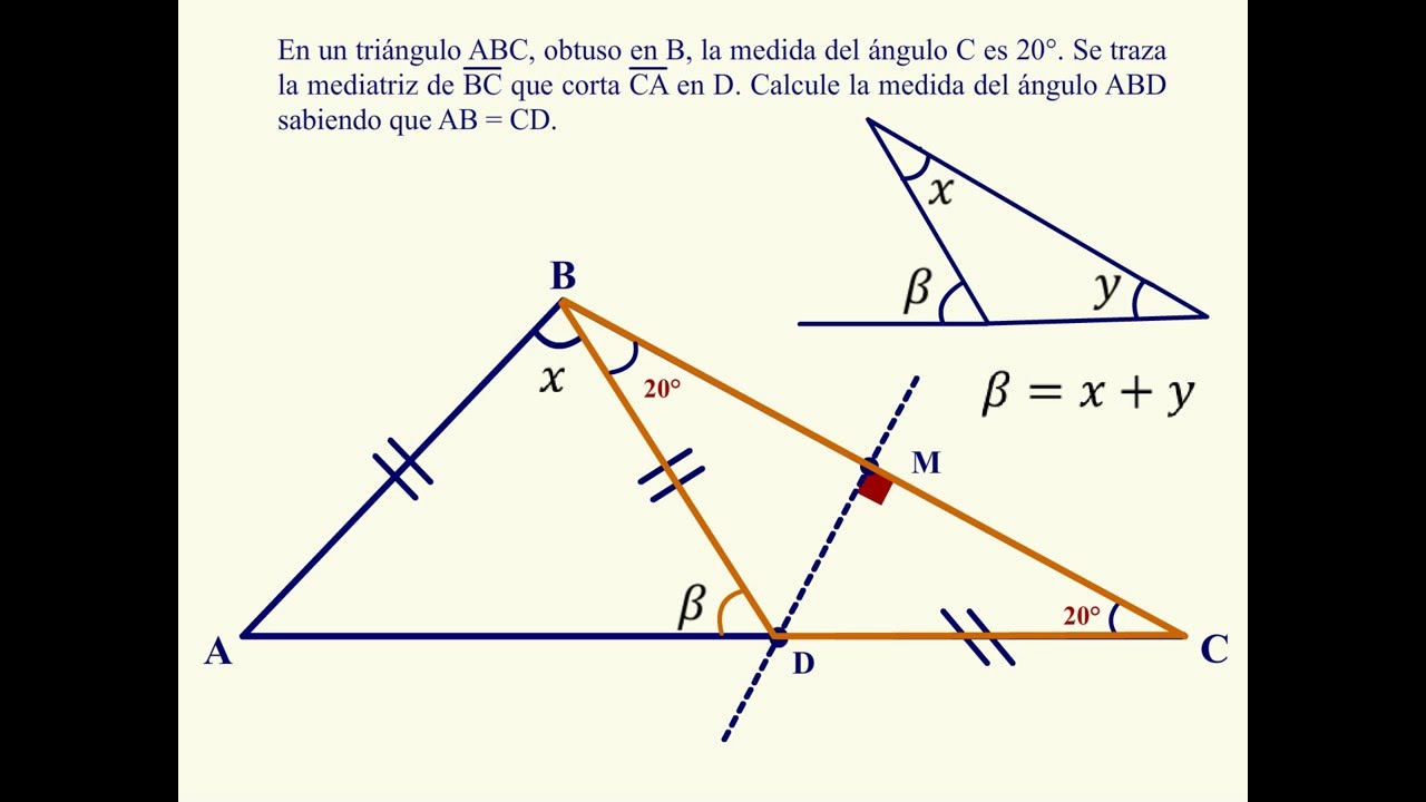 Geometría hallando ángulo interior aplicando propiedades