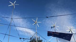 4 Wind Turbine Action  =  10 kph to 12 kph NW Wind