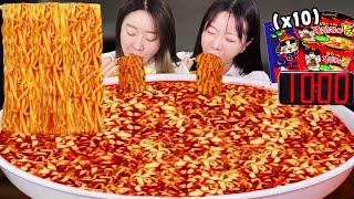 10 minutes Challenge] 10 Korean Super Spicy Ramen noodles Mukbang withe my Twin SisterㅣSamyang