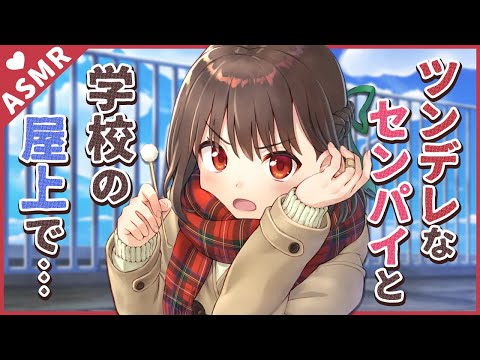 【ASMR/English subs】ツンデレな先輩と学校の屋上で…♡【バイノーラル/Earcleaning】