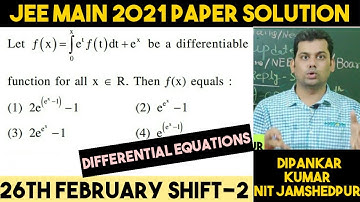 Differential Equations Jee Mains PYQ 2021🔥|Differential Equations Jee Mains Previous year Questions.