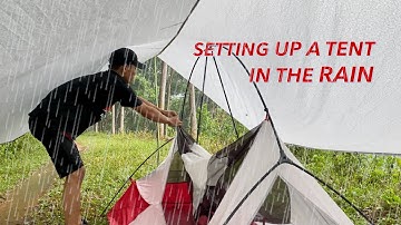 Setting Up MSR HUBBA HUBBA NX 2P When It Rains, Solo Camping In The Rain