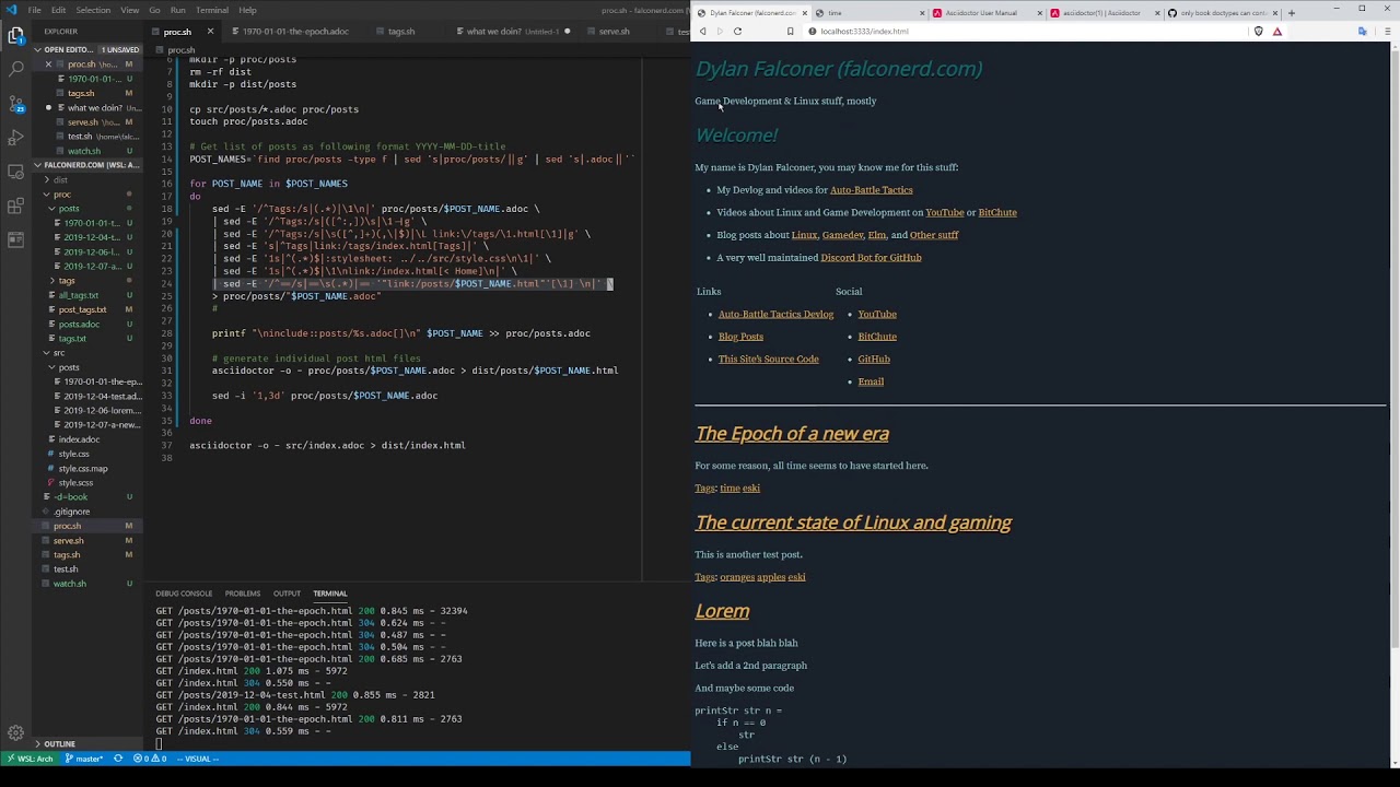 building a website with shell scripting #4 - tags page, individual ...