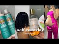 self care day while 39 weeks pregnant: curly hair care, belly care, skincare// much needed