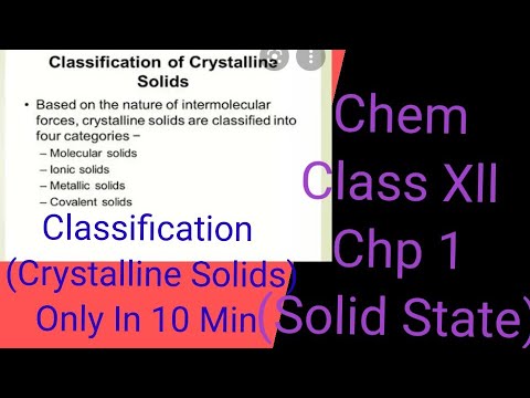 Chemistry Class Xll || Chp 1 The Solid State || Classification of ...