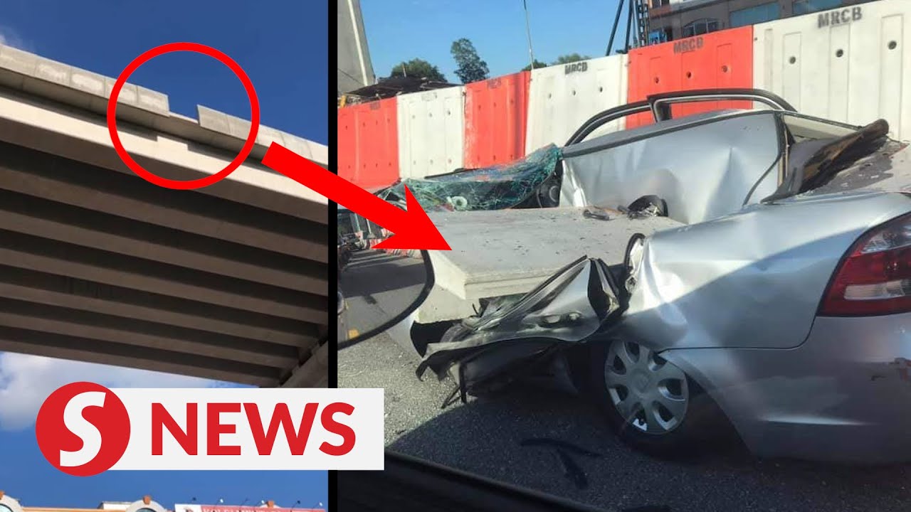 Woman's lucky escape after large piece of concrete falls on her car ...