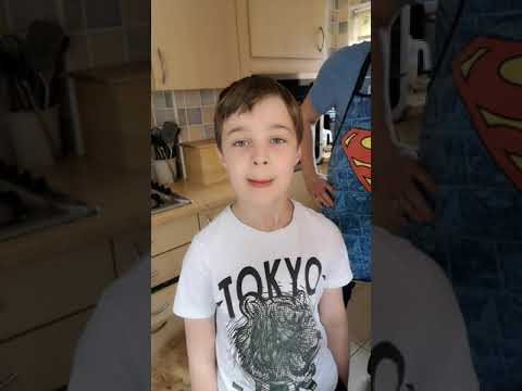 Ethan and Dad bake cookies