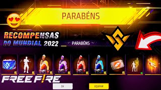 TODAS AS RECOMPENSAS DO MUNDIAL FFWS 2022, GELO GRÁTIS, TROCA DE NOME, 100 FRAGMENTOS - FREE FIRE