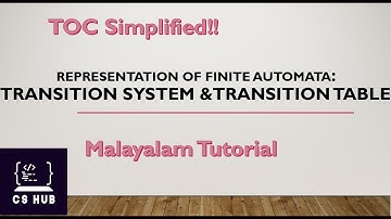 Transition system | Transition Table | Representation of Finite Automata | TOC Malayalam