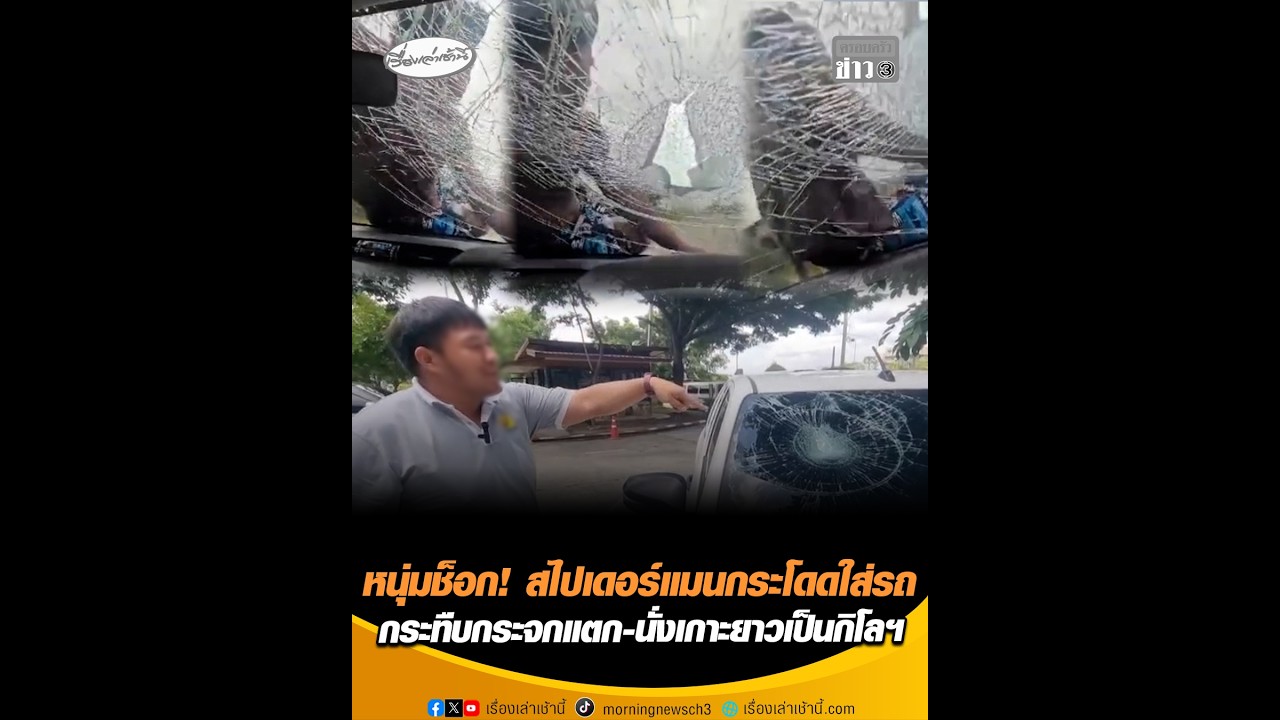 หนุ่มช็อก! สไปเดอร์แมนกระโดดใส่รถ กระทืบกระจกแตก-นั่งเกาะยาวเป็นกิโลฯ